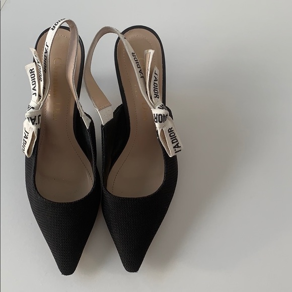 J’ADIOR slingback in black technical fabric